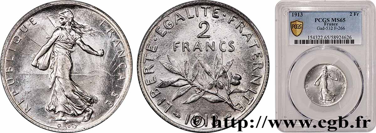 2 francs Semeuse 1913  F.266/14 FDC65 PCGS