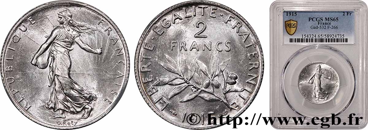 2 francs Semeuse 1915  F.266/17 FDC65 PCGS