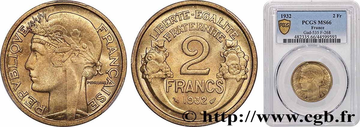 2 francs Morlon 1932  F.268/3 MS66 PCGS