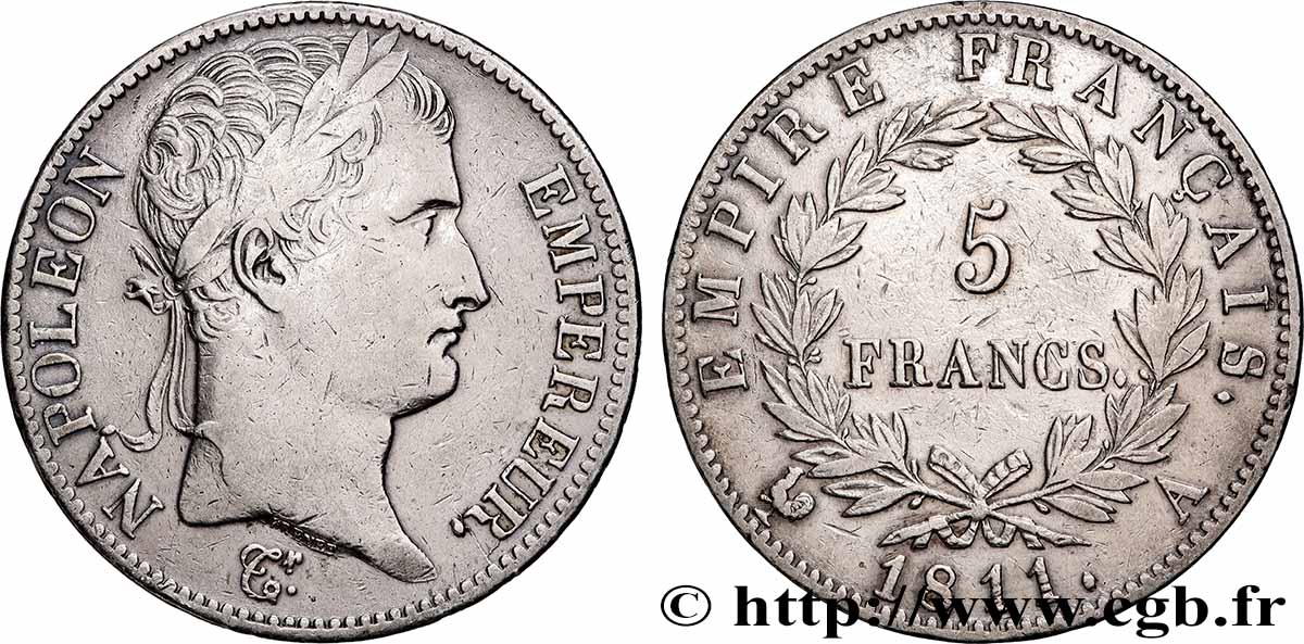 5 francs Napoléon Empereur, Empire français 1811 Paris F.307/27 fSS 