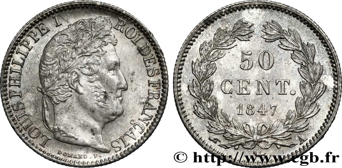 50 centimes Louis-Philippe 1847 Paris F.183/13 SPL63 