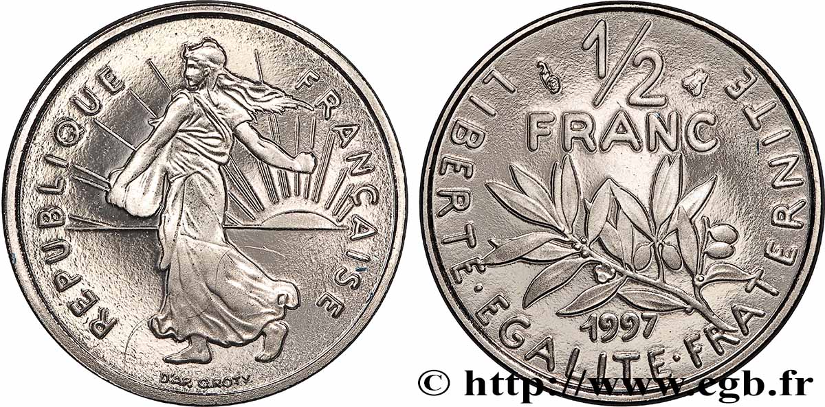 1/2 franc Semeuse, BE (Belle Épreuve) 1997 Pessac F.198/40 var. FDC 