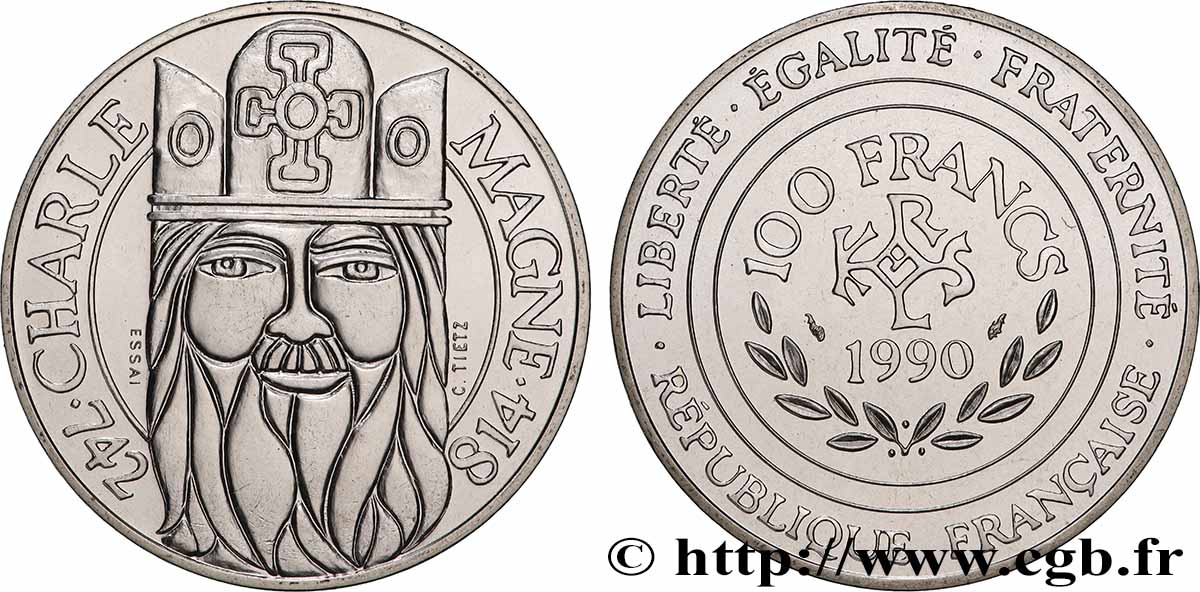 Essai de 100 francs Charlemagne 1990 Paris F.458/1 FDC 