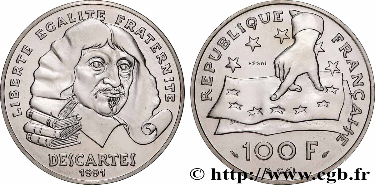 Essai de 100 francs Descartes 1991 Pessac F.459/1 FDC 