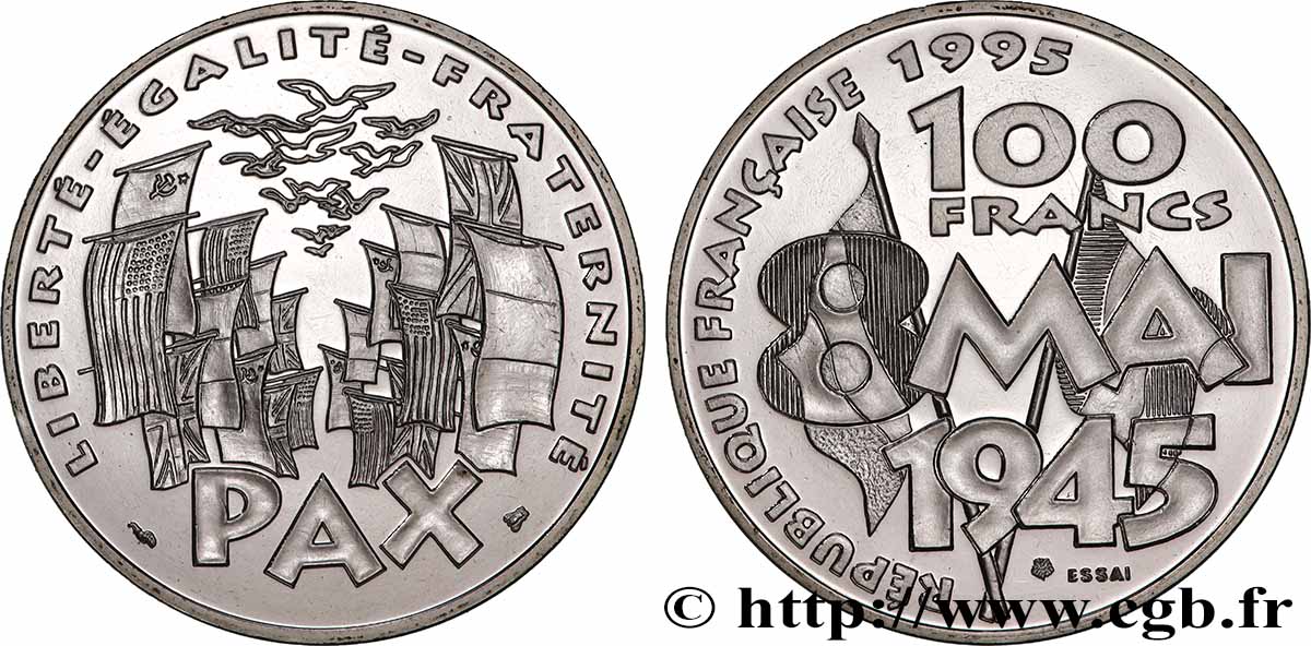 Essai de 100 francs 8 Mai 1945 1995 Pessac F.463/1 FDC 