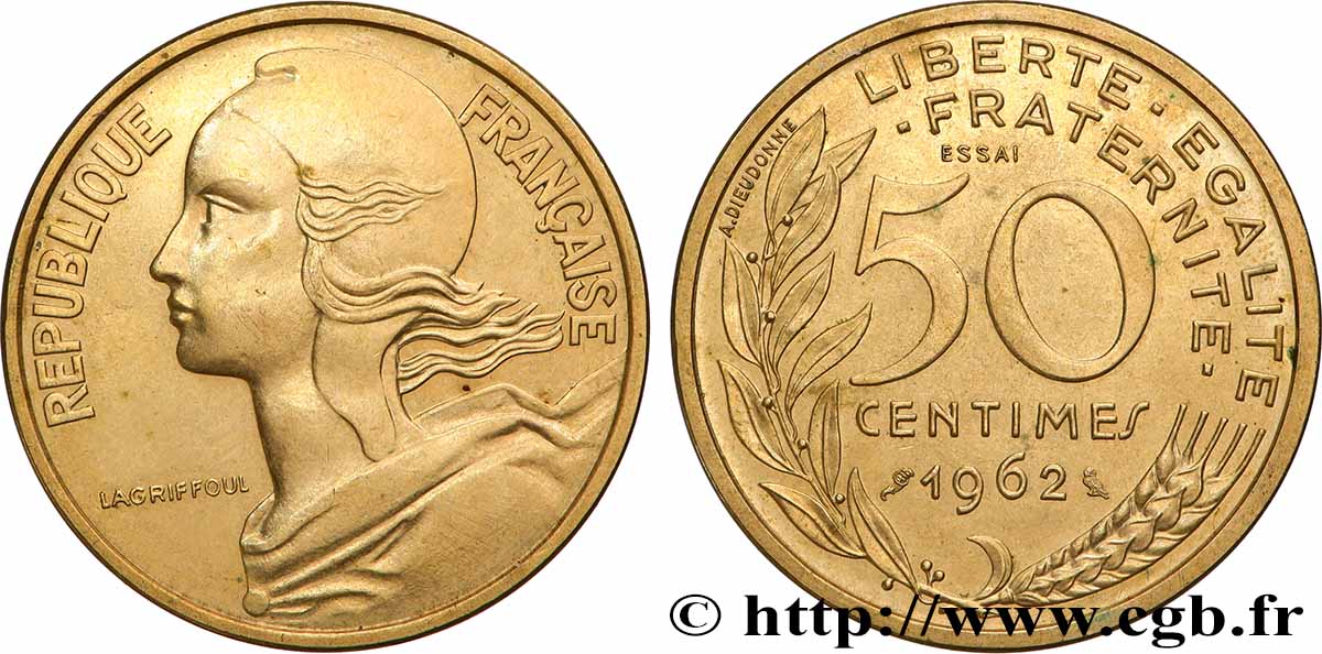 Essai de 50 centimes Marianne 1962 Paris F.197/1 SPL 