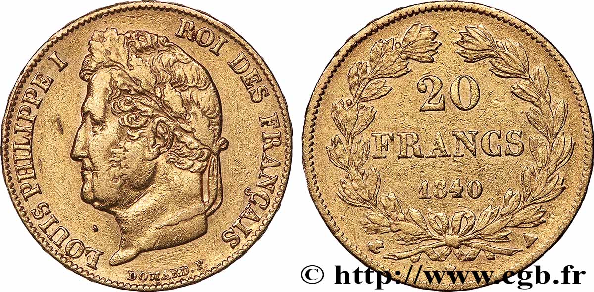 20 francs or Louis-Philippe, Domard 1840 Paris F.527/22 MB 