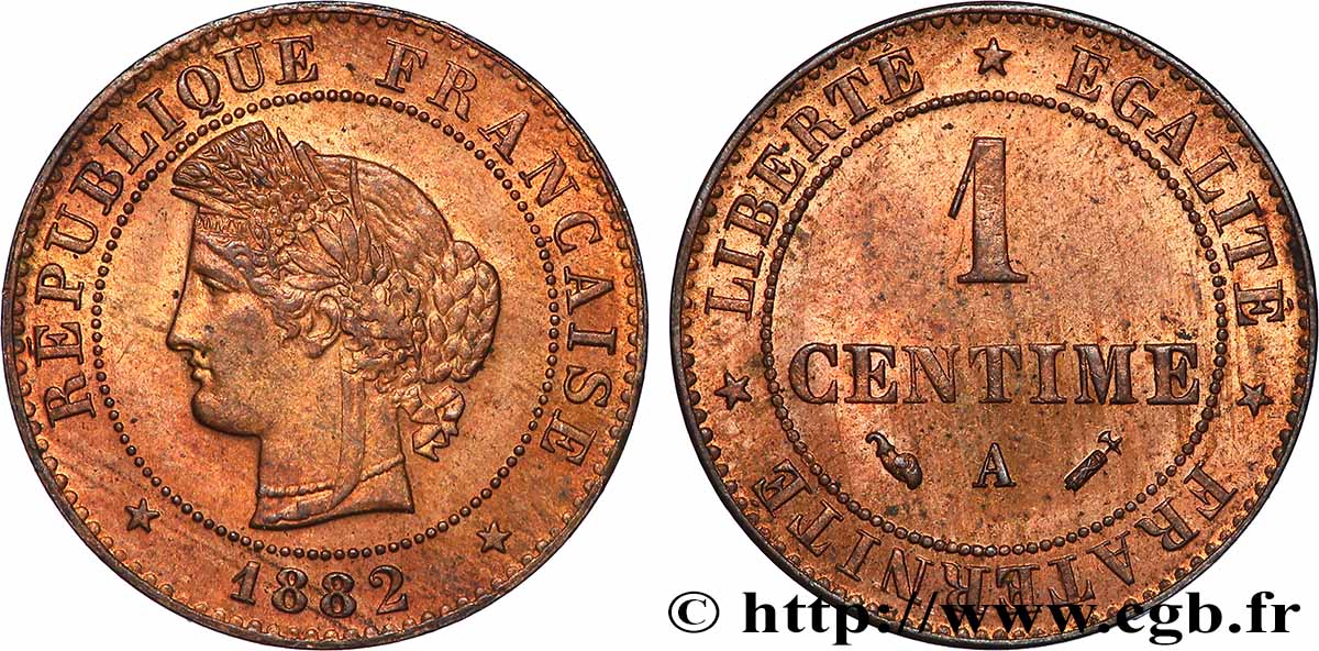 1 centime Cérès 1882 Paris F.104/10 MS63 