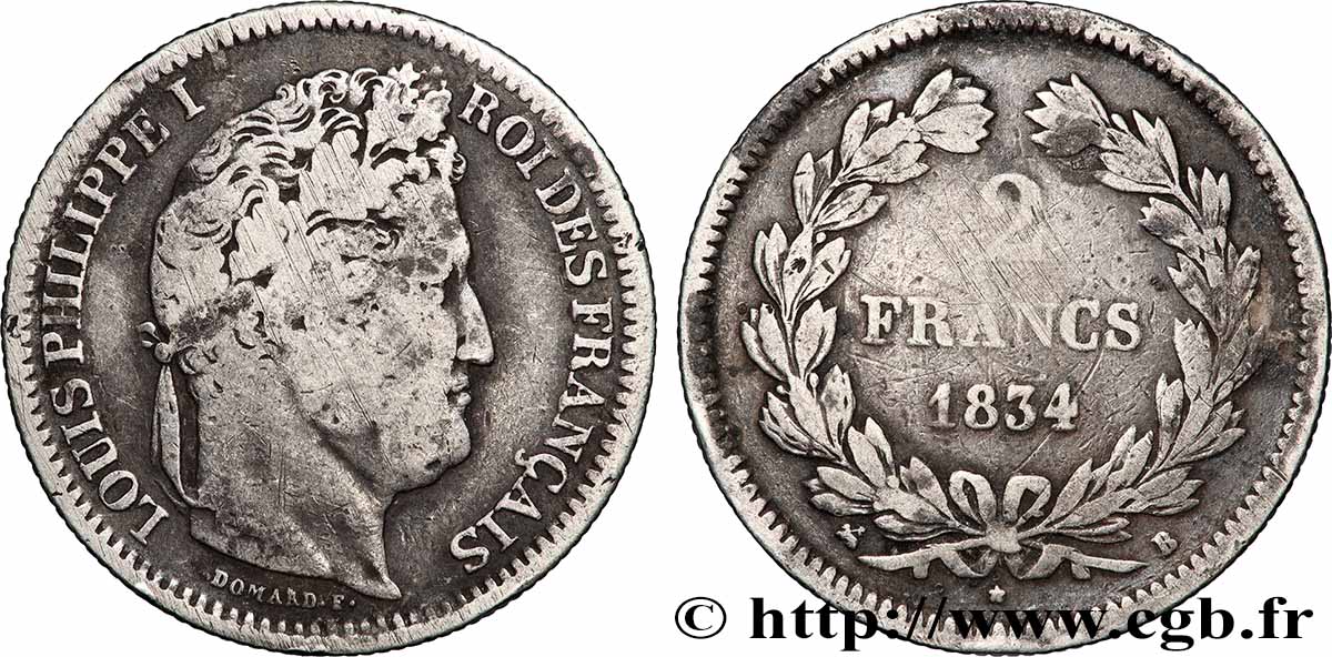 2 francs Louis-Philippe 1834 Rouen F.260/30 TB 