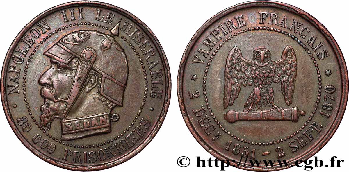 Monnaie satirique Br 27, module de Cinq centimes 1870  Coll.42  TTB 