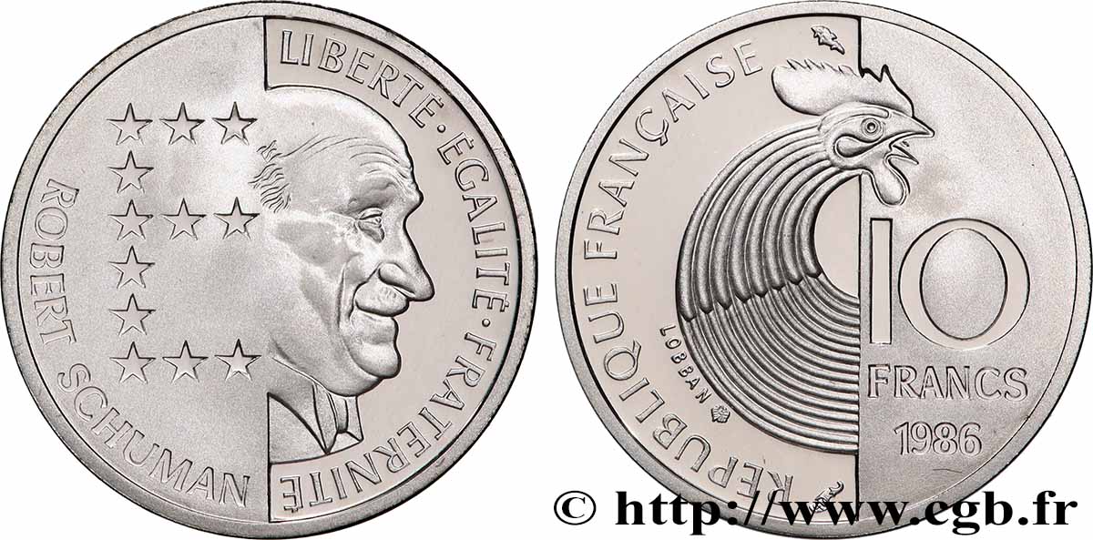 Belle Épreuve argent 10 francs Schuman 1986  F5.1303 2 FDC 