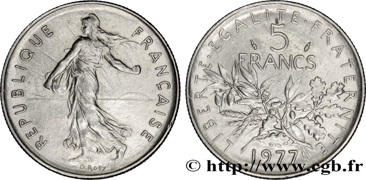 5 francs Semeuse, nickel 1977 Pessac F.341/9 EBC58 