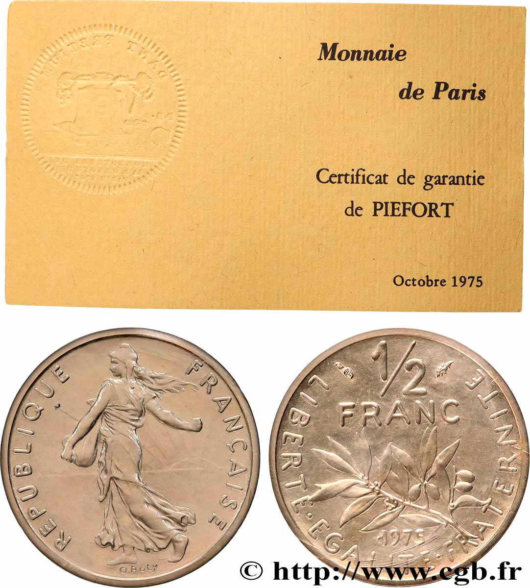 Piéfort argent de 1/2 franc Semeuse 1975 Pessac GEM.91 P2 ST 