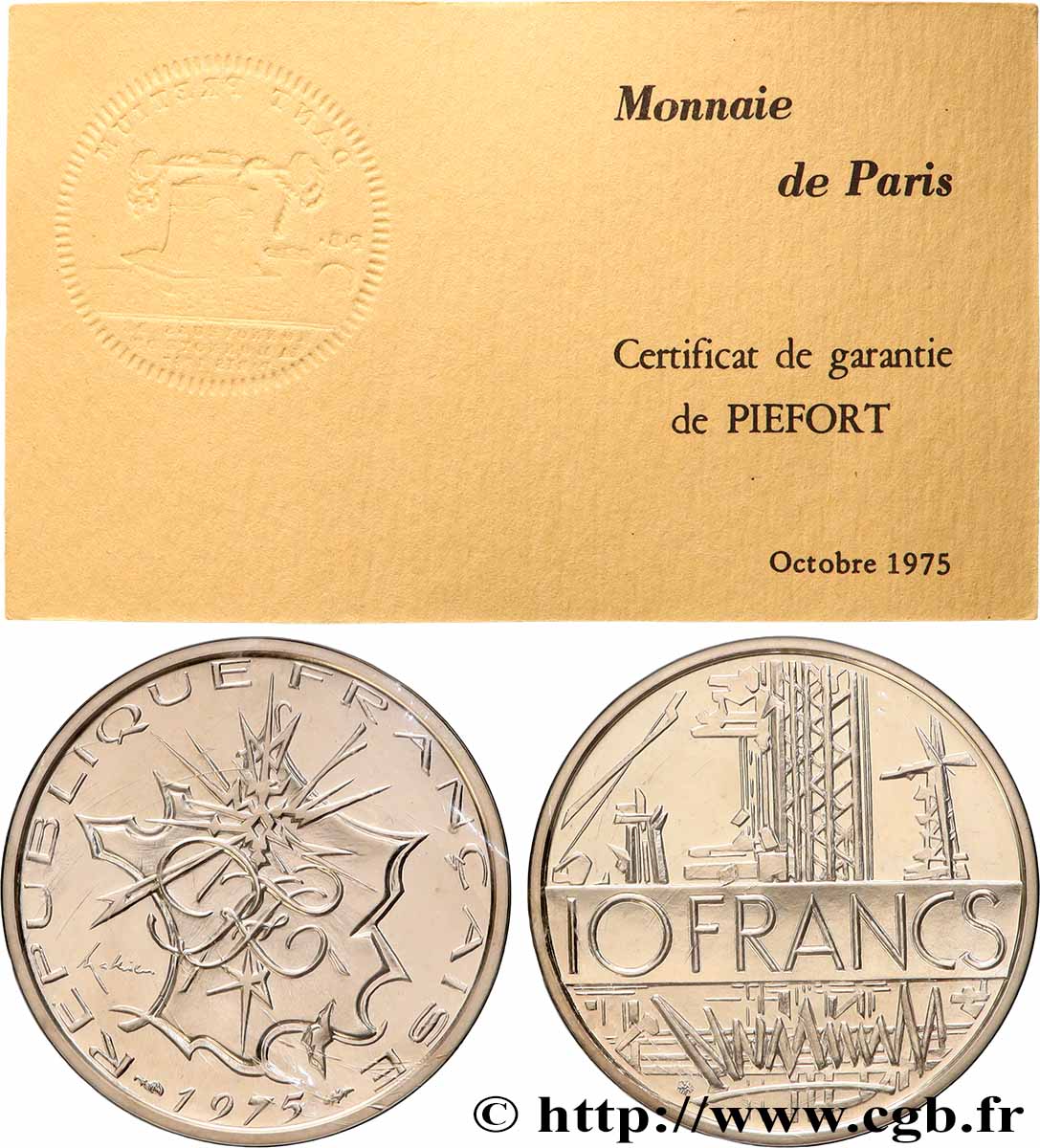 Piéfort Argent de 10 francs Mathieu 1975 Pessac GEM.186 P2 ST 