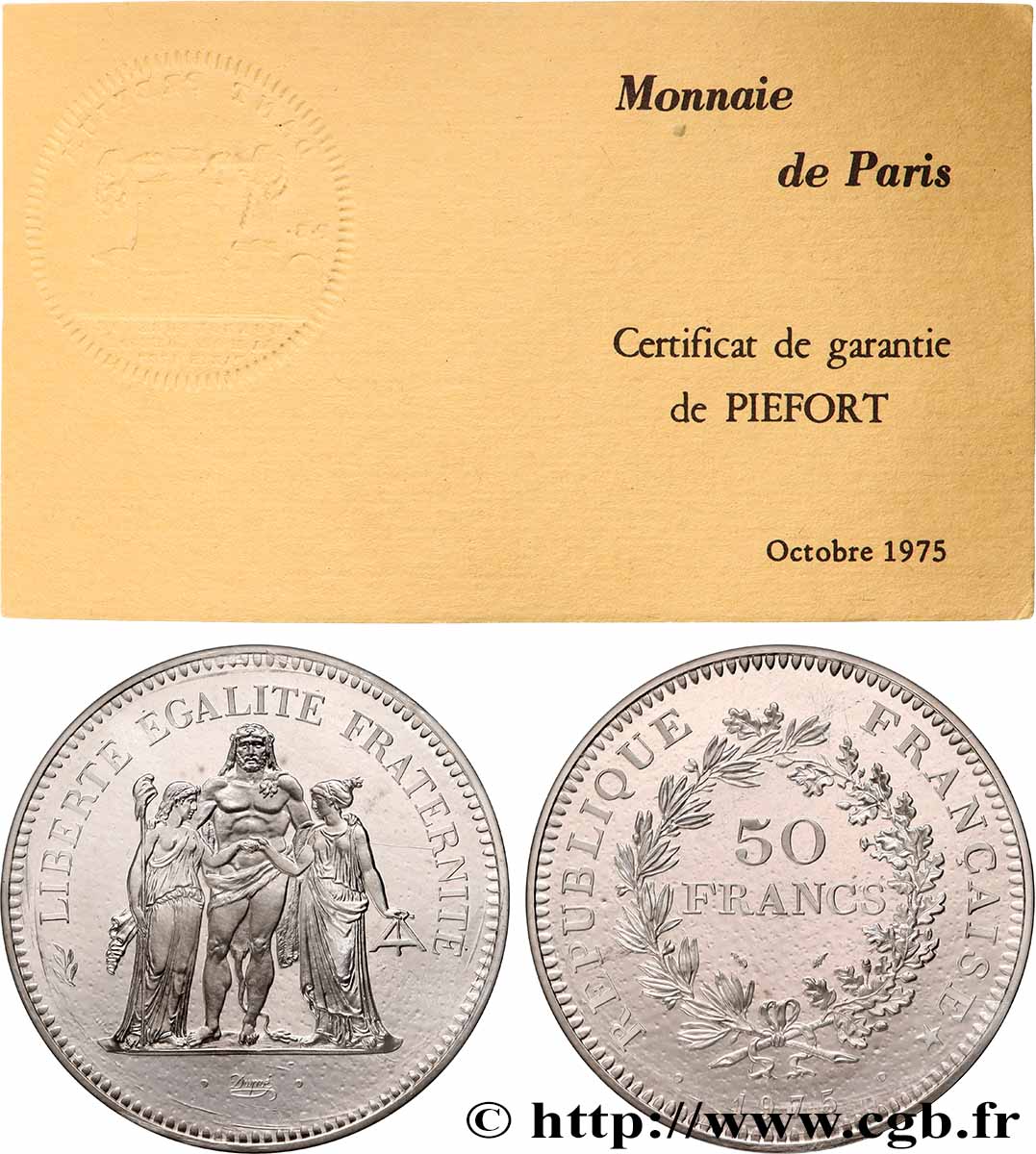 Piéfort Argent de 50 francs Hercule 1975  GEM.223 P1 ST 