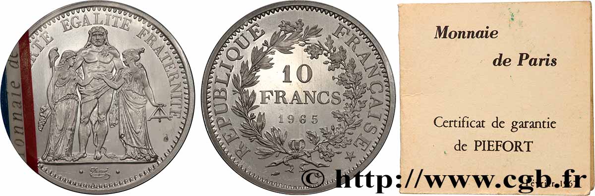 Piéfort Argent de 10 francs Hercule 1965  GEM.183 P1 ST 
