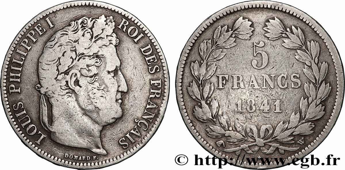 5 francs IIe type Domard 1841 Lille F.324/94 TB 