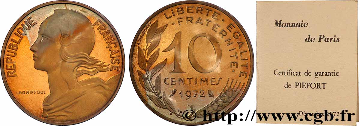 Piéfort Br-Al de 10 centimes Marianne 1972 Paris GEM.46 P1 ST 
