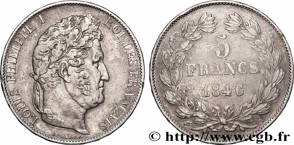 5 francs IIIe type Domard 1846 Paris F.325/10 TTB 