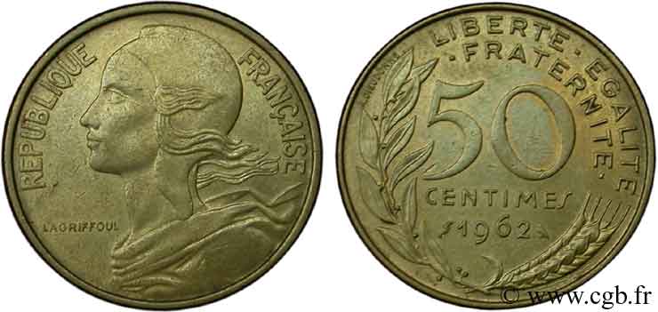 50 centimes Marianne, col à 4 plis 1962 Paris F.197/3 TTB50 