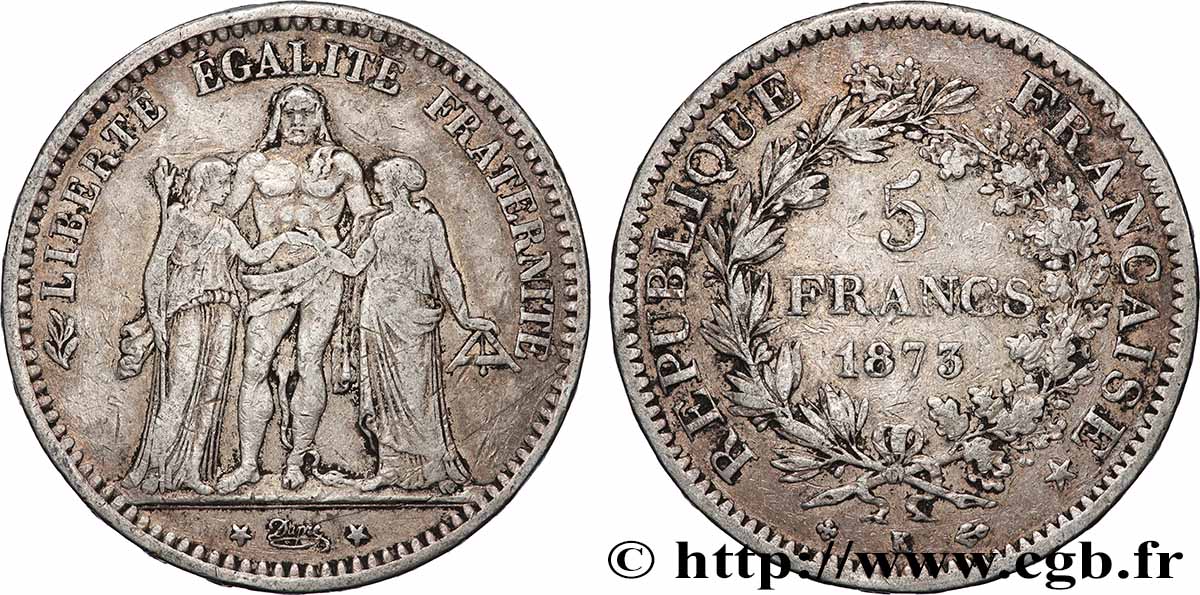 5 francs Hercule 1873 Bordeaux F.334/11 MB 