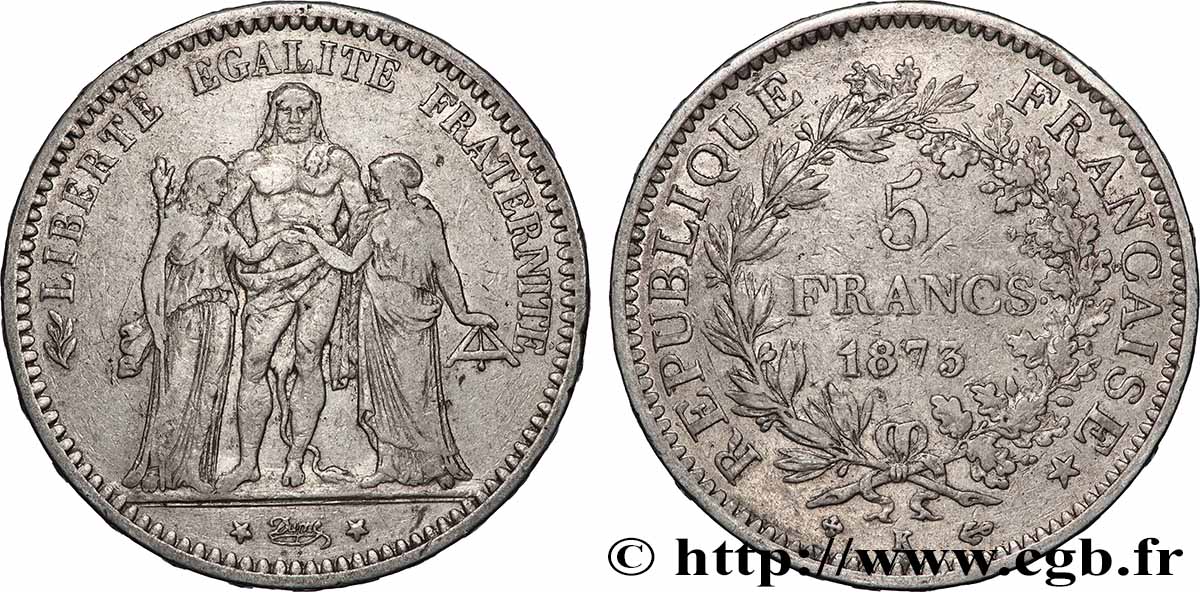 5 francs Hercule 1873 Bordeaux F.334/11 TB 