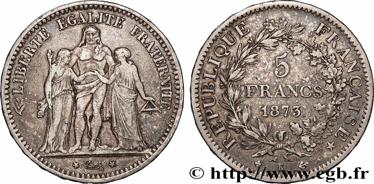5 francs Hercule 1873 Bordeaux F.334/11 TB+ 