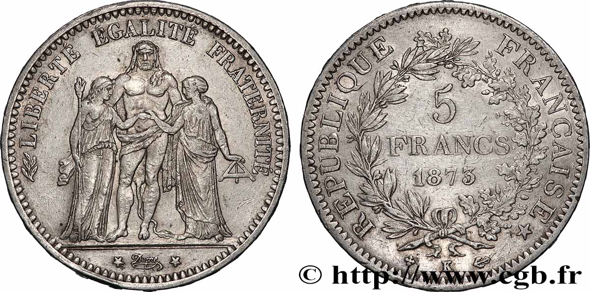 5 francs Hercule 1873 Bordeaux F.334/11 XF 