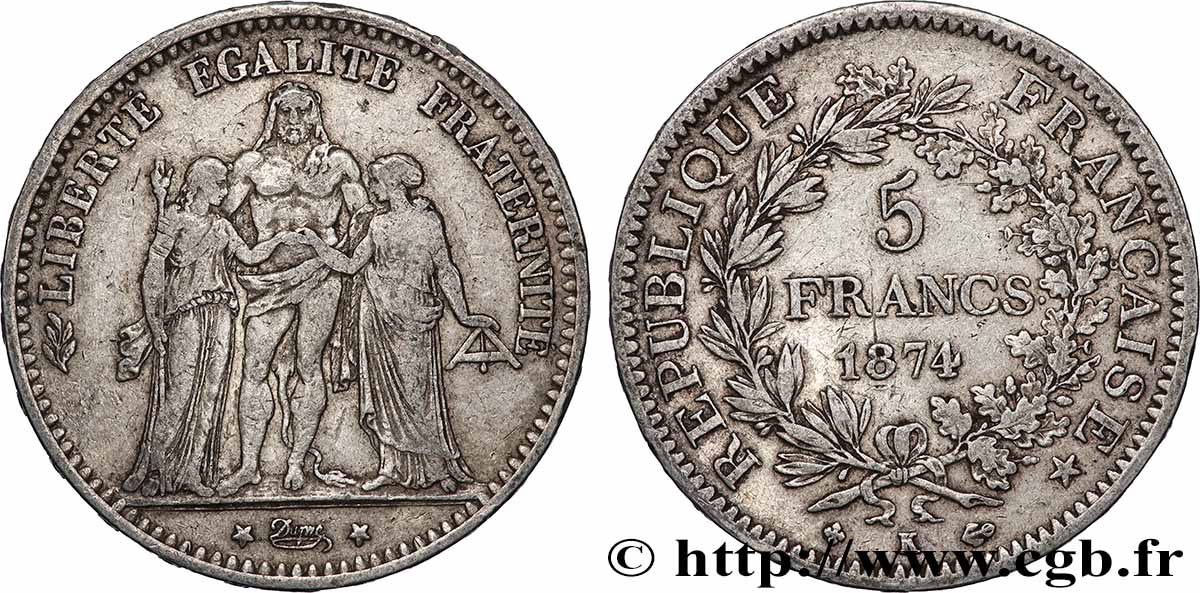 5 francs Hercule 1874 Bordeaux F.334/13 S 