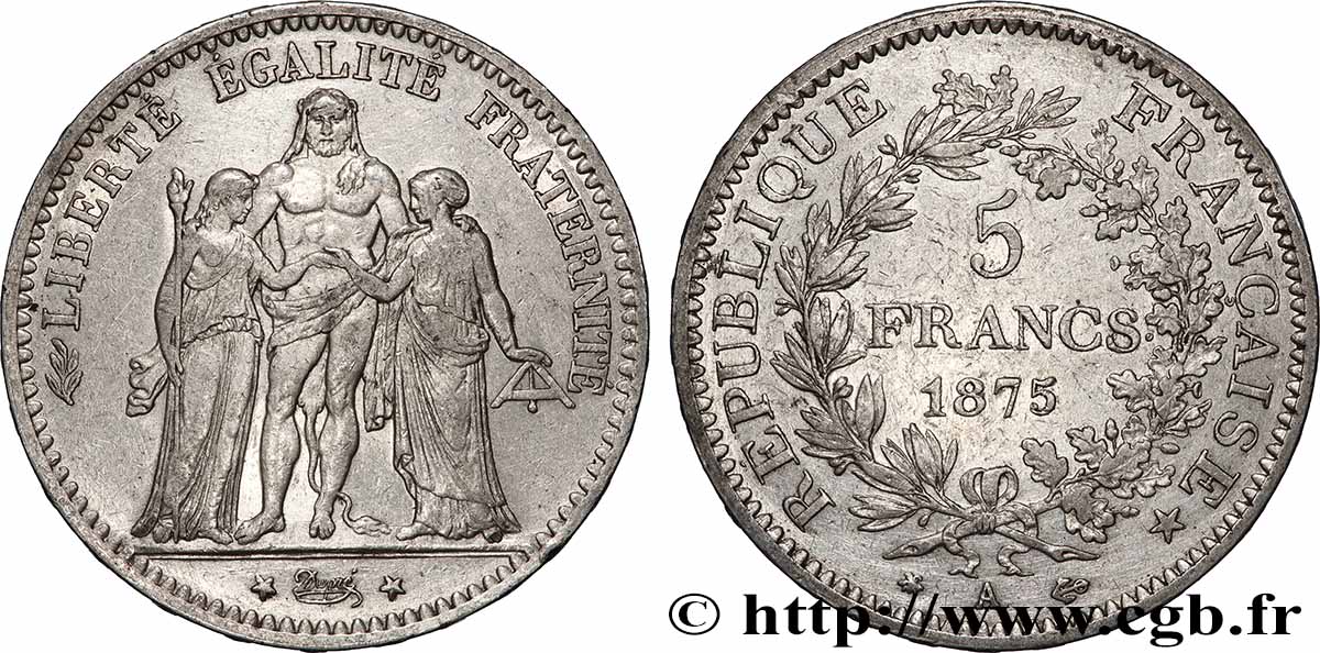 5 francs Hercule 1875 Paris F.334/14 q.BB 