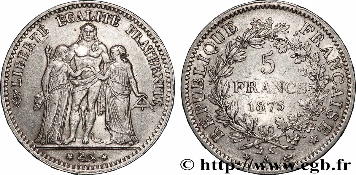 5 francs Hercule 1875 Paris F.334/14 TB+ 