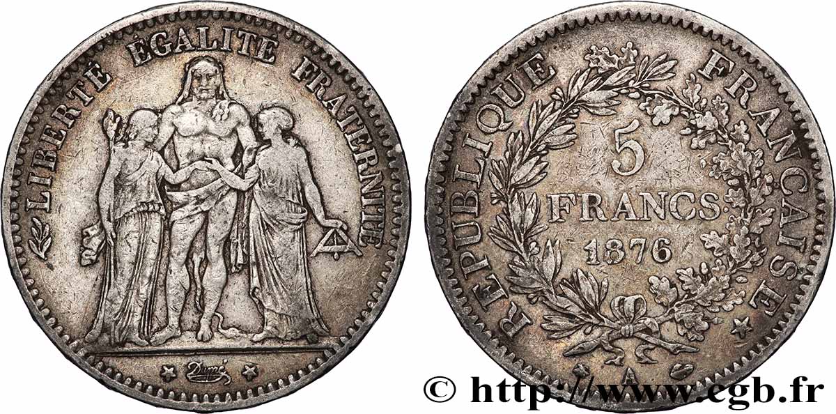 5 francs Hercule 1876 Paris F.334/17 TB 