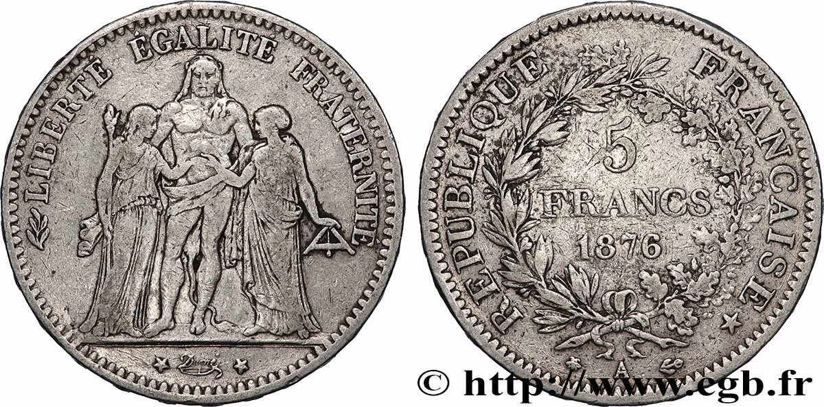 5 francs Hercule 1876 Paris F.334/17 TB 