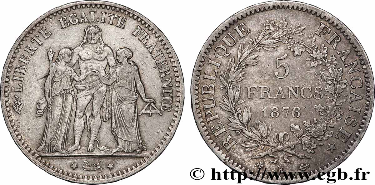 5 francs Hercule 1876 Bordeaux F.334/18 TB 
