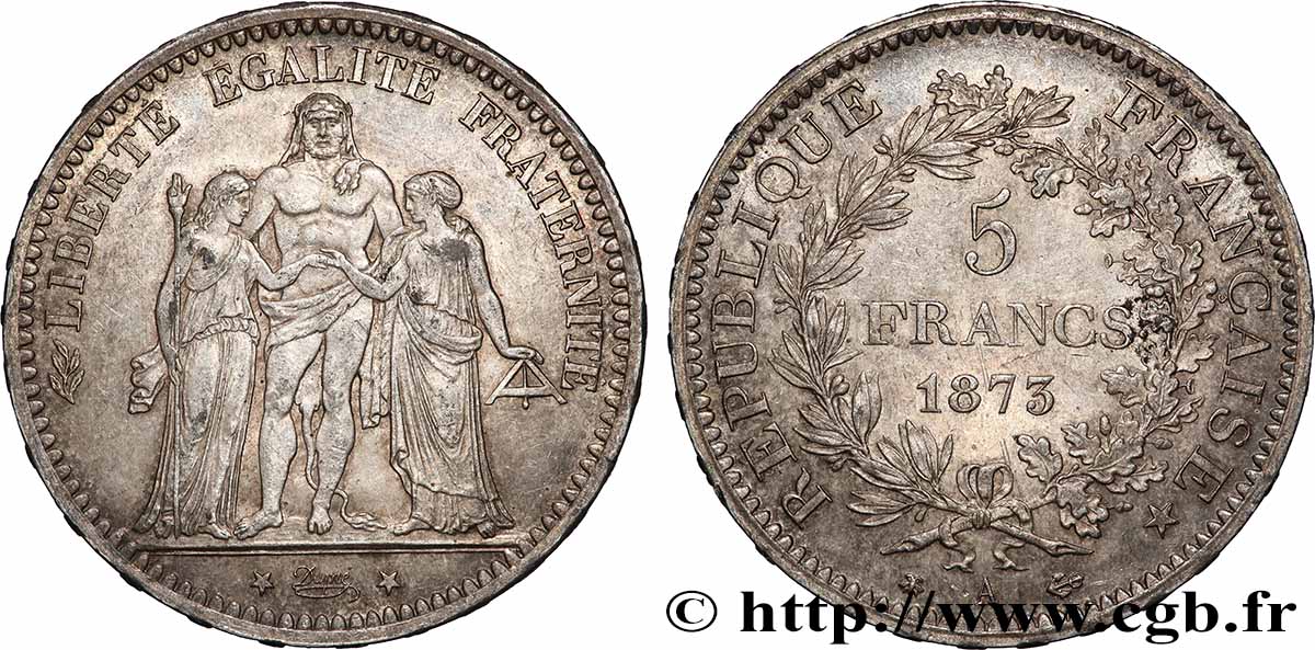 5 francs Hercule 1873 Paris F.334/9 TTB 