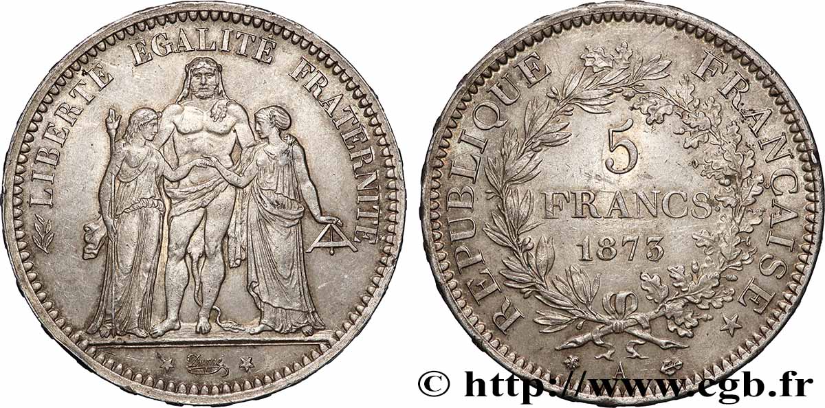 5 francs Hercule 1873 Paris F.334/9 BB 