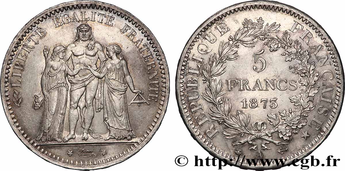 5 francs Hercule 1873 Paris F.334/9 TTB 