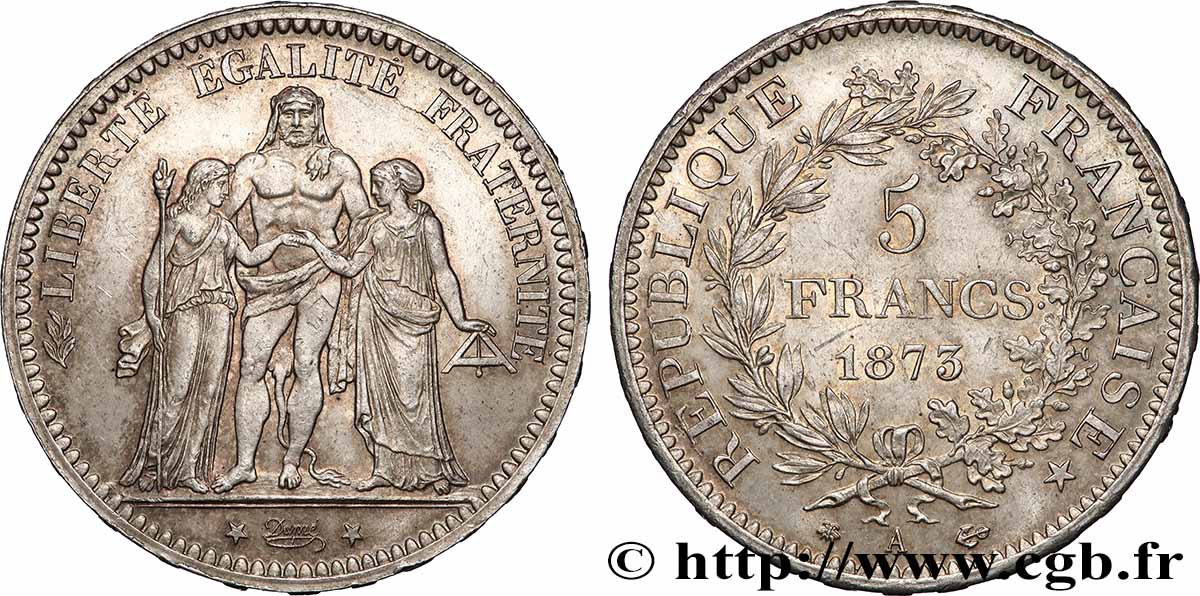 5 francs Hercule 1873 Paris F.334/9 TTB 