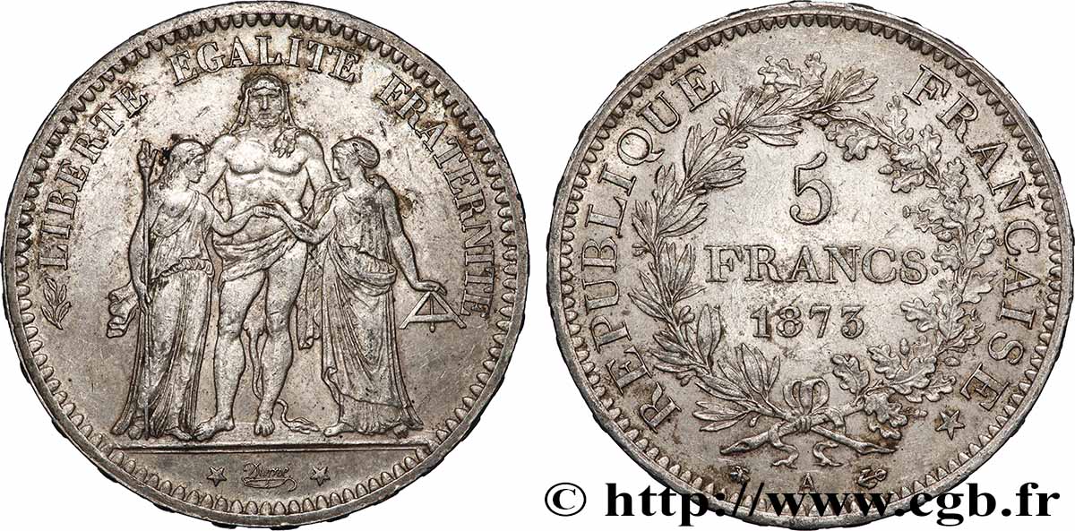 5 francs Hercule 1873 Paris F.334/9 TB+ 
