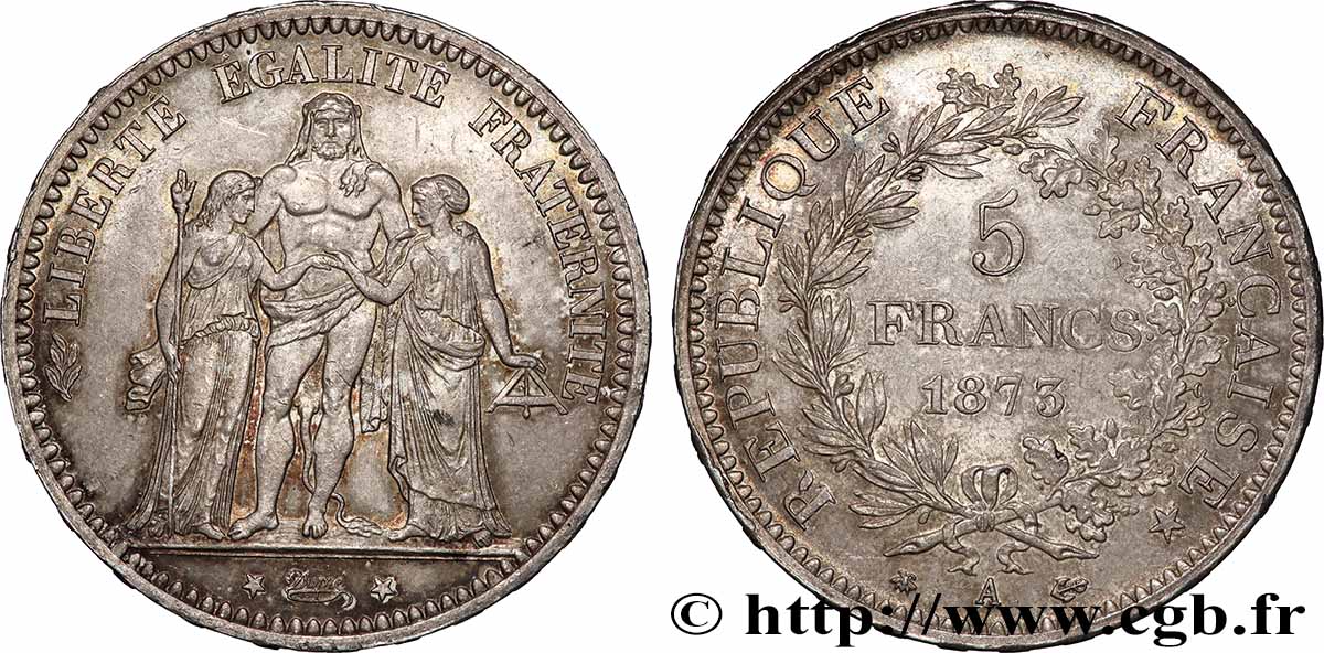 5 francs Hercule 1873 Paris F.334/9 TB+ 