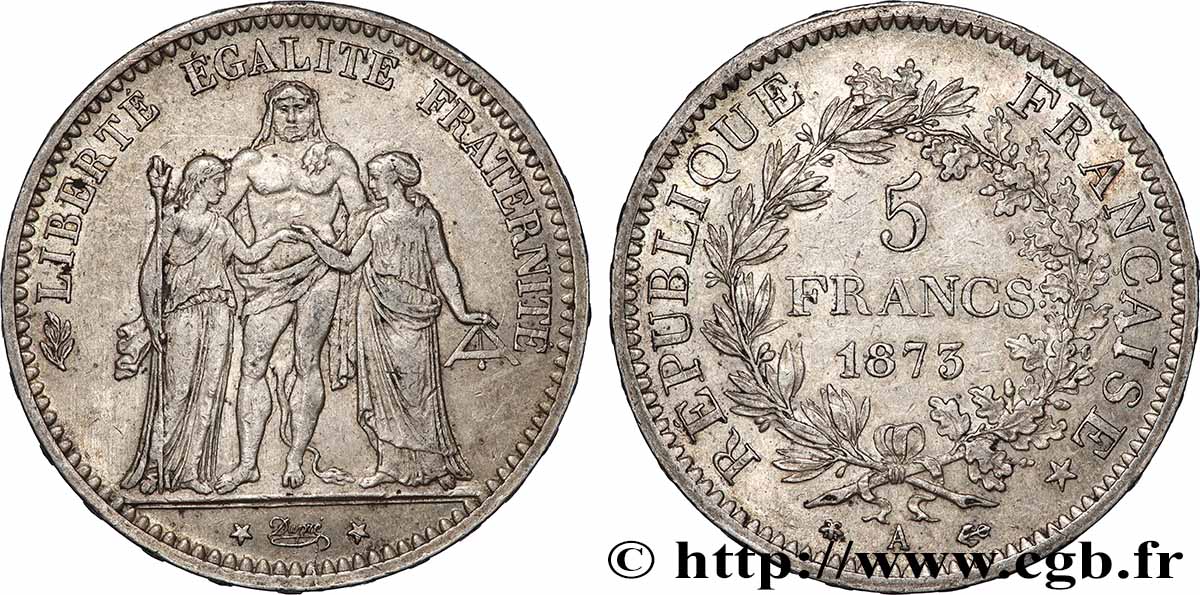 5 francs Hercule 1873 Paris F.334/9 TB+ 