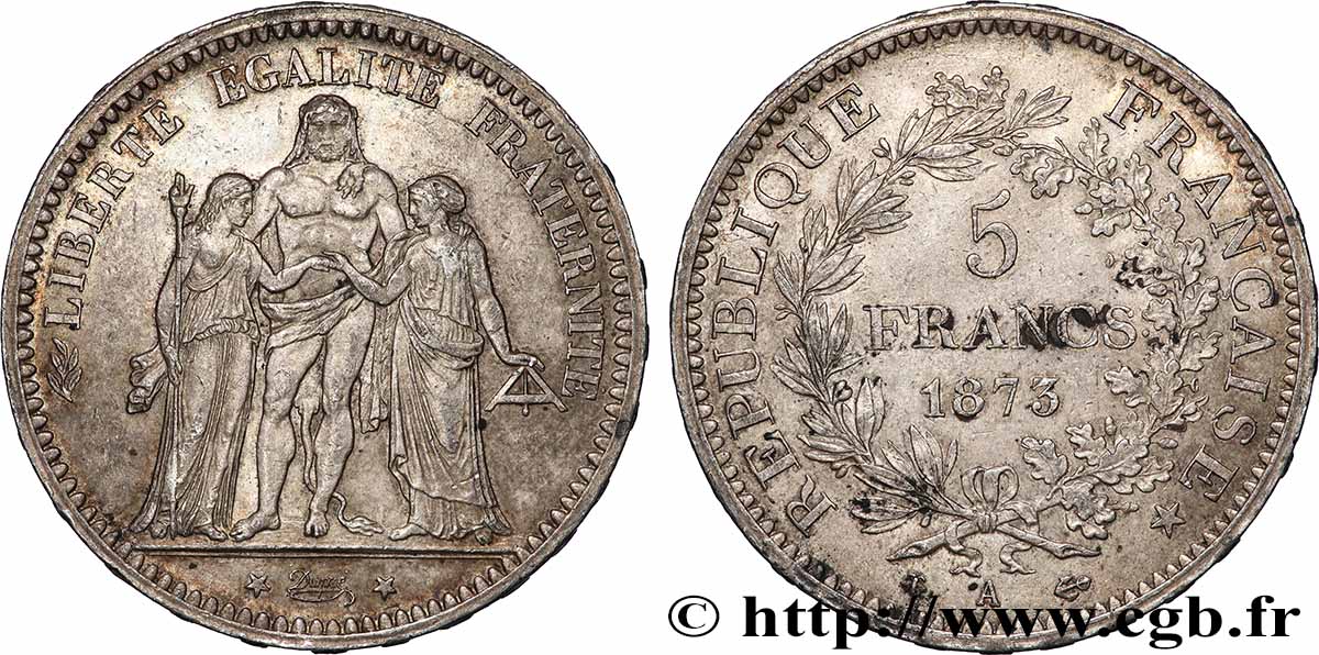 5 francs Hercule 1873 Paris F.334/9 TB+ 