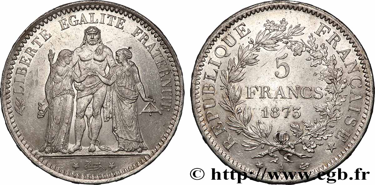 5 francs Hercule 1873 Paris F.334/9 TB+ 