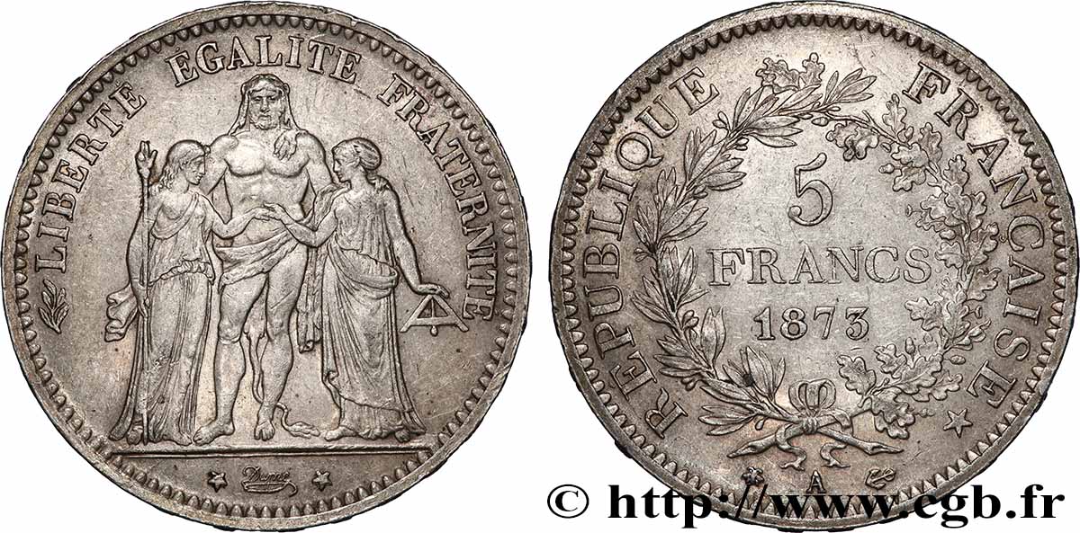 5 francs Hercule 1873 Paris F.334/9 TB+ 