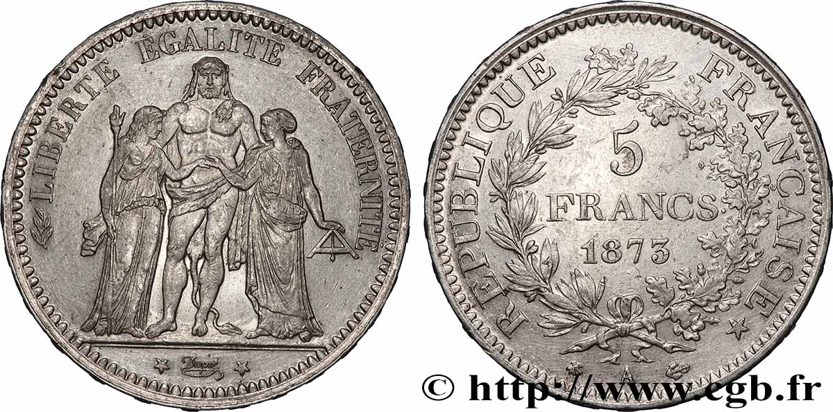 5 francs Hercule 1873 Paris F.334/9 TB+ 