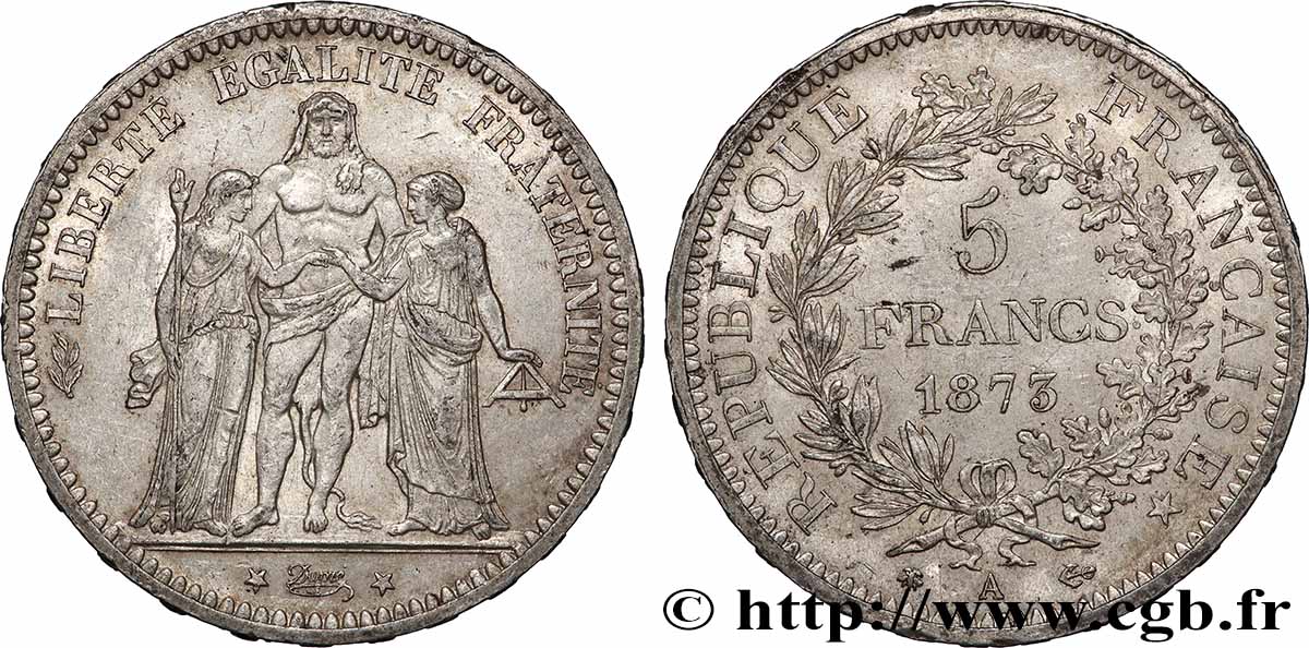 5 francs Hercule 1873 Paris F.334/9 TB+ 