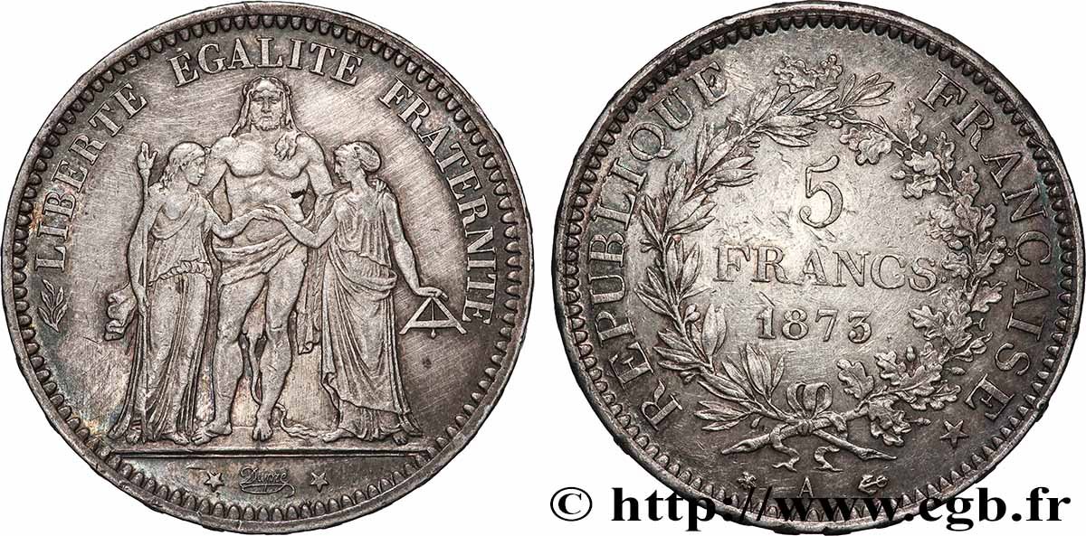 5 francs Hercule 1873 Paris F.334/9 TB+ 