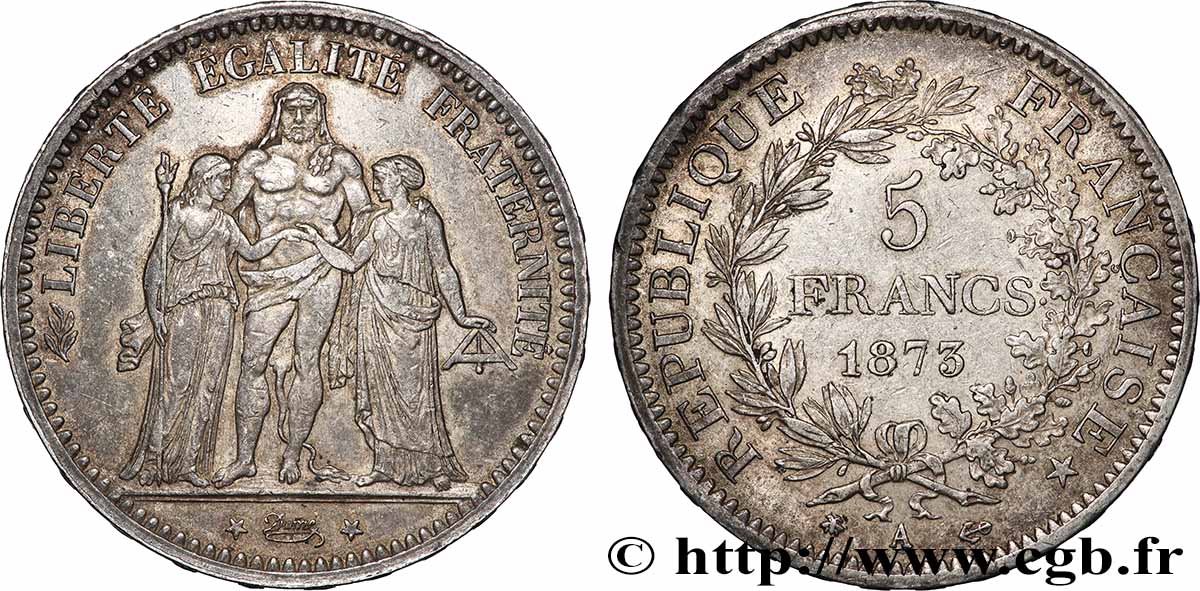 5 francs Hercule 1873 Paris F.334/9 TB+ 