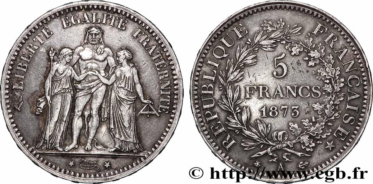 5 francs Hercule 1873 Paris F.334/9 TB+ 