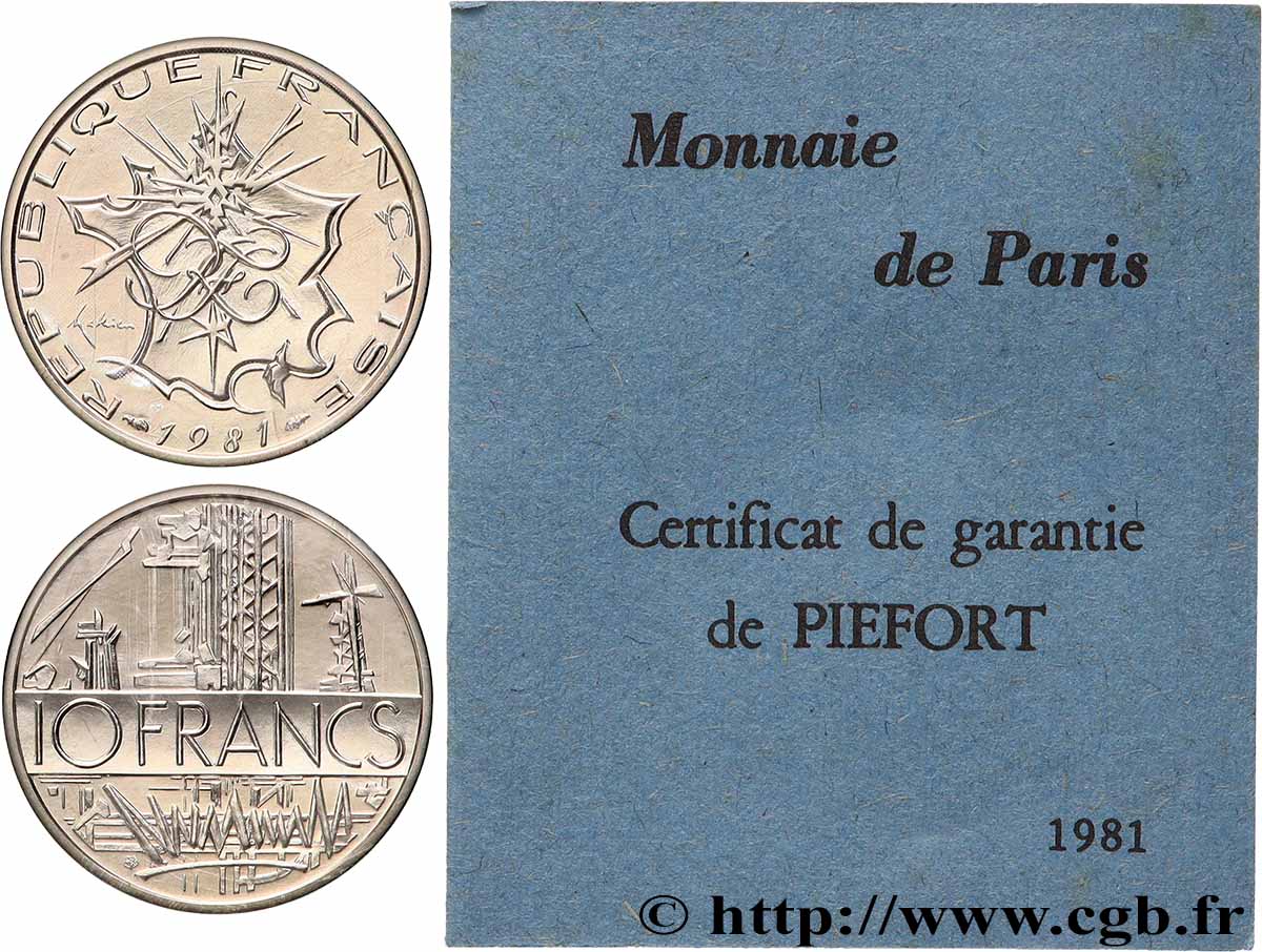 Piéfort Argent de 10 francs Mathieu, tranche B 1981 Pessac GEM.186 P2 ST 